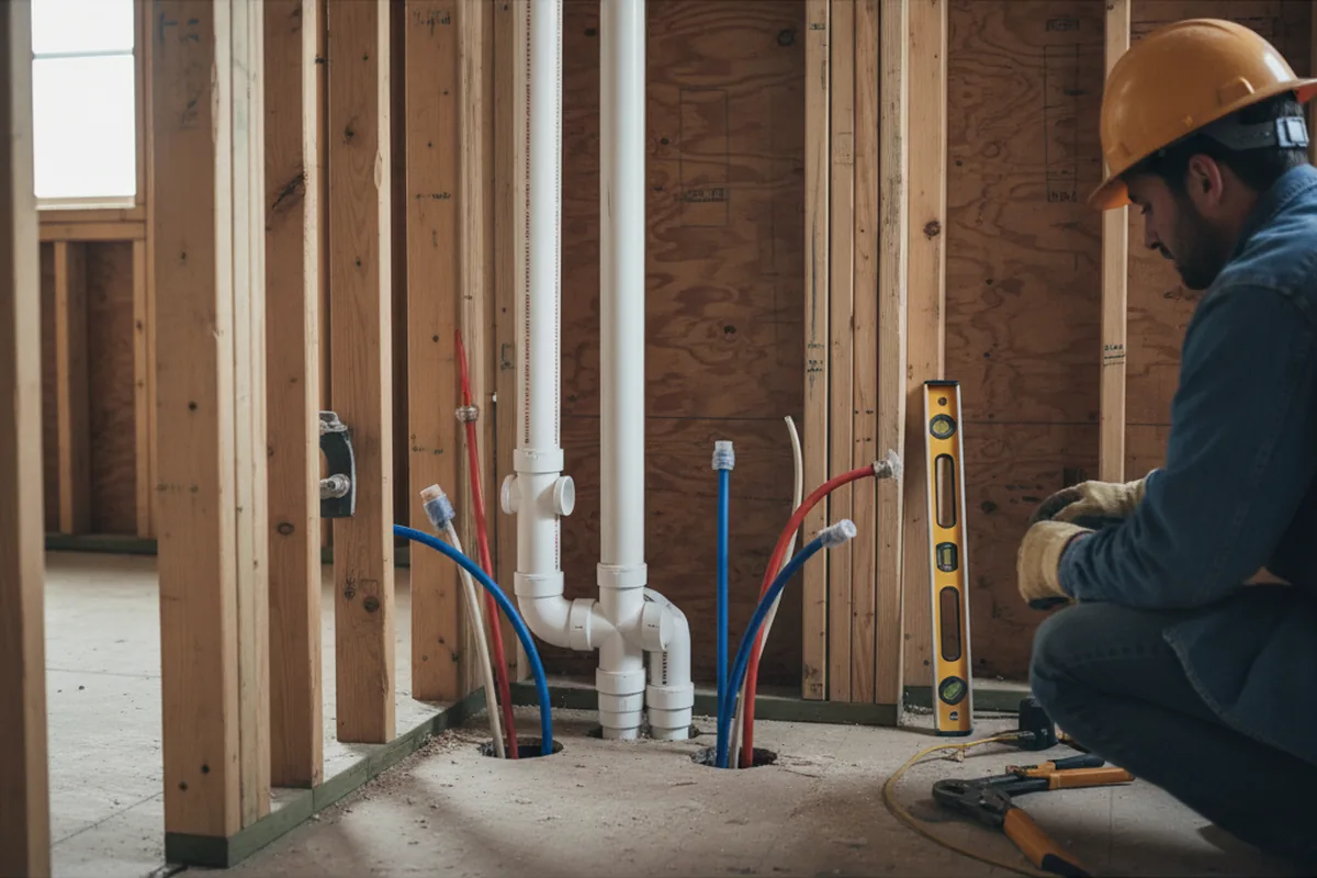 Drain and supply rough-in during Drain Cleaning in Epworth