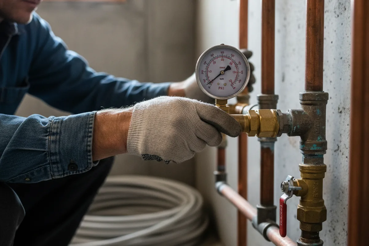 Pressure testing a repaired line during Water Line Repair in Epworth